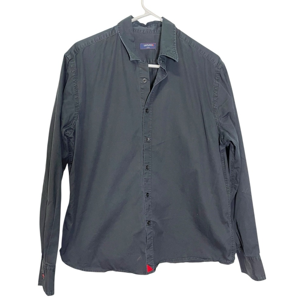 UNTUCKit L Dark Grey Long Sleeve Button Down Shirt Casual Minimalist Business
